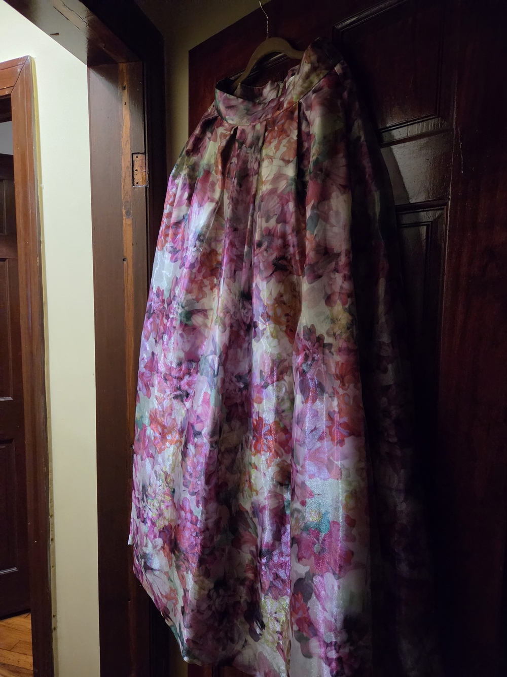 Eliza J Floral Watercolor A-Line Skirt in Pink and Purple